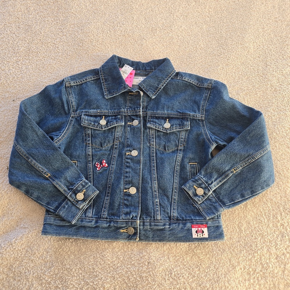 Old Navy X Disney Minnie Mouse Jean Trucker Jacket For Girls Size M(8) NWT